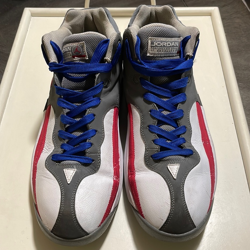 NIKE AIR JORDAN- Jumpman Team 1 (Customized) White/Grey/Red Men’s Sz 12